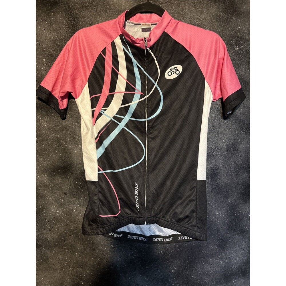 ZEROBIKE Full Zip Women's M Short Sleeve Cycling Jersey Shirt Black Biking